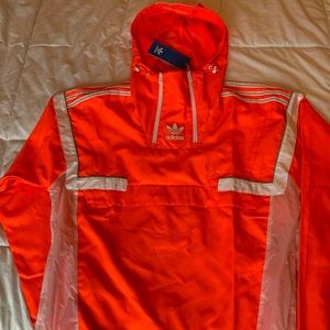 Neon orange adidas windbreaker